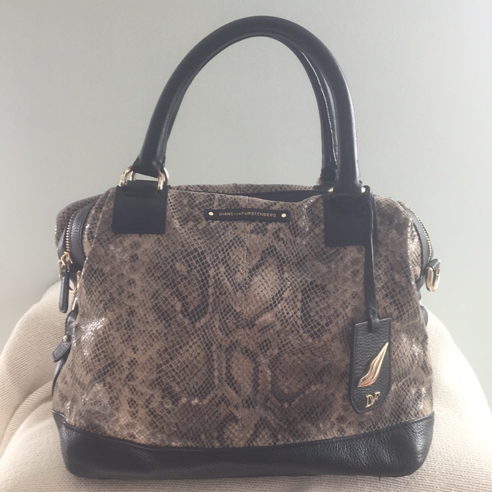 Diane Von Furstenberg leather snake effect handbag.